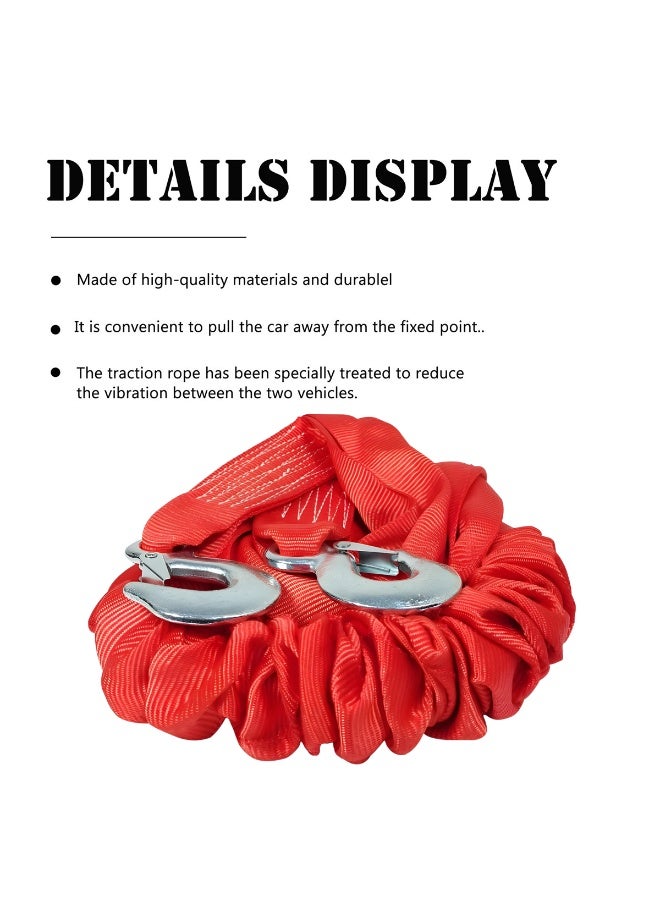 3XR 4M Heavy-Duty Tow Rope 4 Ton Capacity – Premium Nylon Elastic Recovery Strap with Steel Hooks for Car, SUV, Pickup, Minivan & Off-Road Emergency Rescue – High Strength, Durable, Multipurpose Towing Cable - 6975 - Image 2