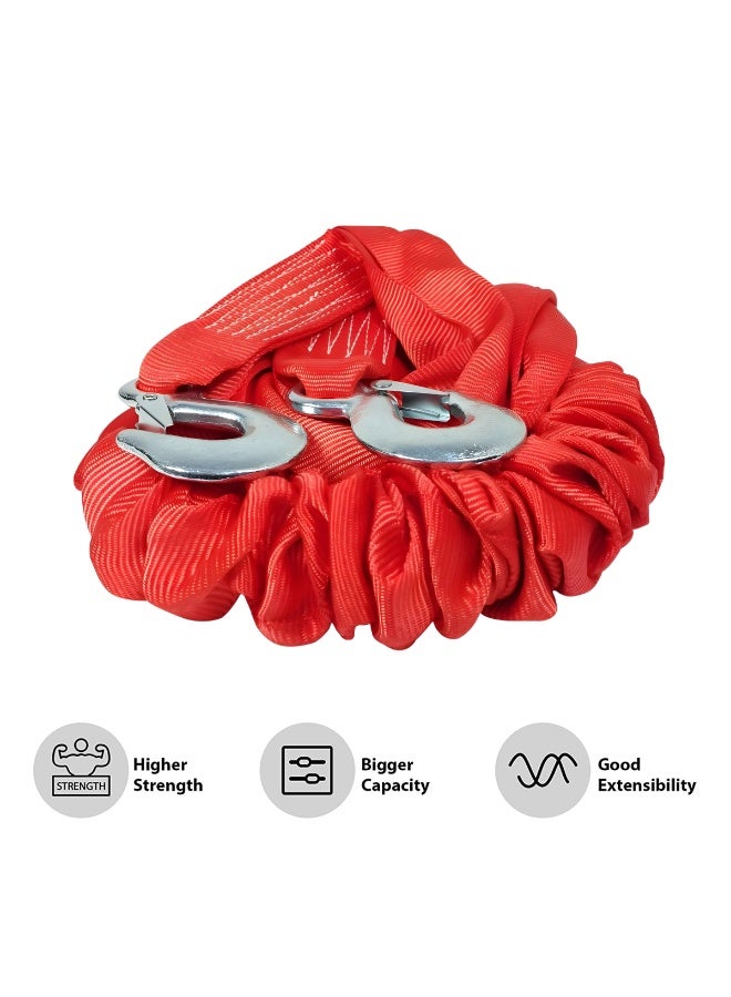 3XR 4M Heavy-Duty Tow Rope 4 Ton Capacity – Premium Nylon Elastic Recovery Strap with Steel Hooks for Car, SUV, Pickup, Minivan & Off-Road Emergency Rescue – High Strength, Durable, Multipurpose Towing Cable - 6975 - Image 4