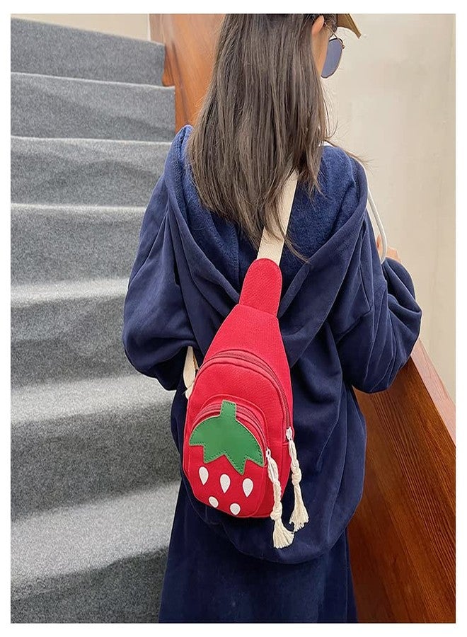 Hiflyer Small Sling Backpack, Rabbit Strawberry Design, Mini Backpack for Girls, Adjustable Shoulder Strap, Zipper Closure, 8x5x2 Inches, 0.2 liters - Image 3