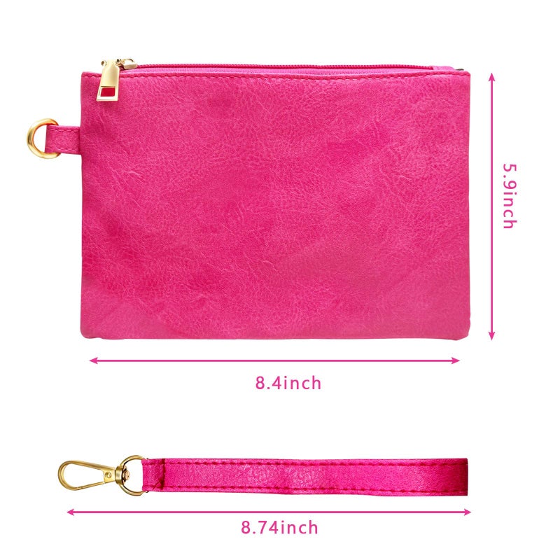 K.E.J. Clutch Purses for Women Wallet Wristlet Purses Hot Pink Wallet Small Purse Wristlet Handbags Zipper Purse for Women Ladies Christmas Gifts - Image 5