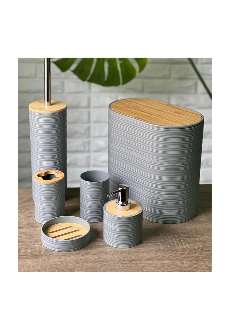 5-Piece Bathroom Accessories Set – Modern Bathroom Decor Set with Soap Dispenser, Toothbrush Holder, Tumbler, Soap Dish & Storage Jar | Stylish Countertop Set for Bathroom Organization