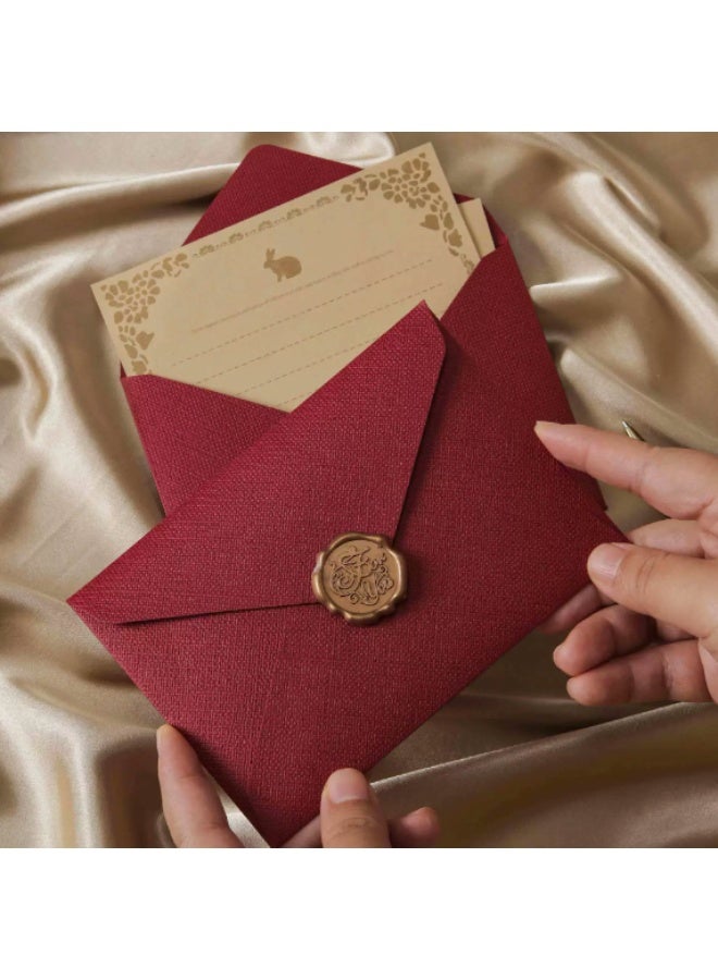 Hirospace Luxury Linen Envelope Kit - 16 PCS Set with Wax Seals, Thick Envelopes & Paper for Handwritten Letters & Cards - Image 4