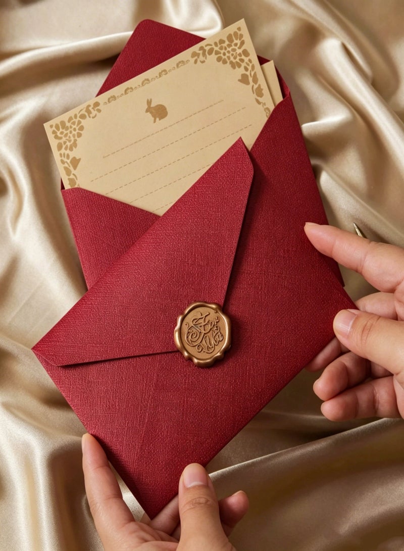 Hirospace Luxury Linen Envelope Kit - 16 PCS Set with Wax Seals, Thick Envelopes & Paper for Handwritten Letters & Cards - Image 2