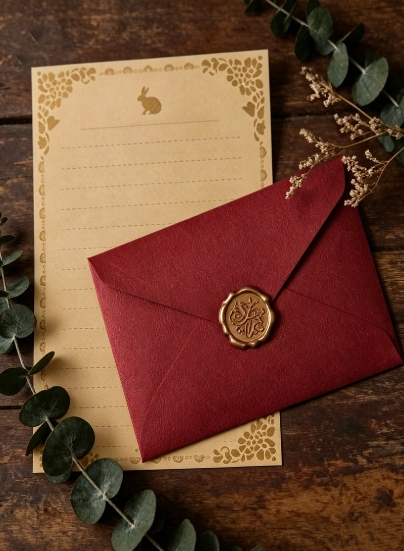 Hirospace Luxury Linen Envelope Kit - 16 PCS Set with Wax Seals, Thick Envelopes & Paper for Handwritten Letters & Cards - Image 1
