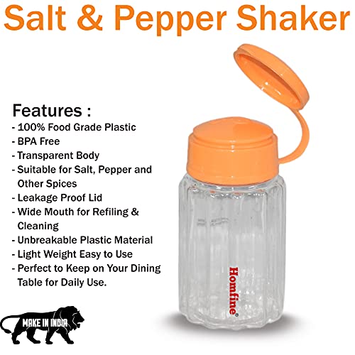 Homfine® Salt & Pepper Shaker Set of 2Pcs BPA Free Food Grade Strong Plastic Material for Dining Table, Kitchen Daily Use (Color May Vary, 1Set) - Image 2