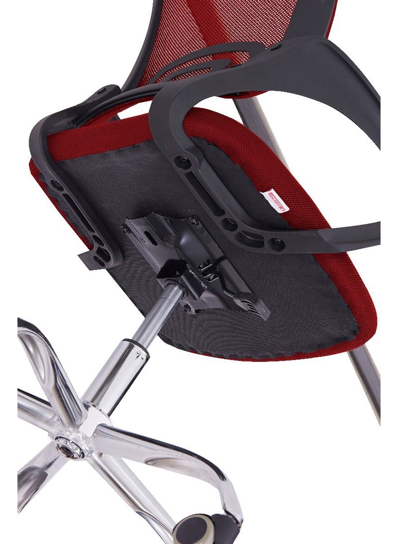 Mahmayi كرسي Mahmayi Sleekline 69001 ذو الظهر المنخفض باللون الأحمر الشبكي للأماكن متعددة الأغراض مثل المنازل والمكاتب وقاعات المؤتمرات. - Image 5