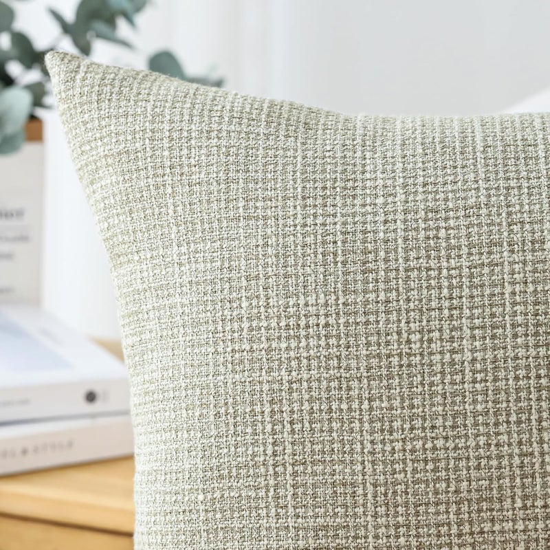 Otostar Pack of 2 Throw Pillow Covers 16x24 Inch Linen Pillowcases Farmhouse Decorative Solid Pillow Covers 40x60 cm Lumbar Cushion Case for Home Decor Sofa Couch Bed (Khaki) - Image 2