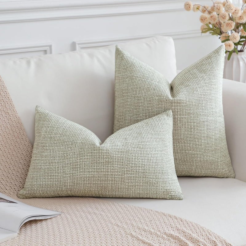 Otostar Pack of 2 Throw Pillow Covers 16x24 Inch Linen Pillowcases Farmhouse Decorative Solid Pillow Covers 40x60 cm Lumbar Cushion Case for Home Decor Sofa Couch Bed (Khaki) - Image 5