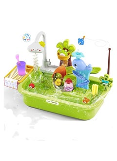 M MIAOYAN Toddler Sand Water Table Toy with Electric Water Pump, Kids Sand Water with Faucet/Food Accessories/Fishing Toy, Fishing Toys for Kids, Beach Toys  - Image 1