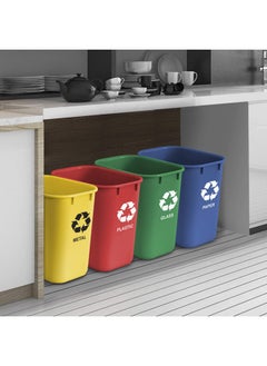 Acrimet Wastebasket Bin for Recycling 24L Made of Plastic Metal Yellow Paper Blue Glass Green Plastic Red Set of 4  - Image 3
