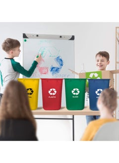Acrimet Wastebasket Bin for Recycling 24L Made of Plastic Metal Yellow Paper Blue Glass Green Plastic Red Set of 4  - Image 4