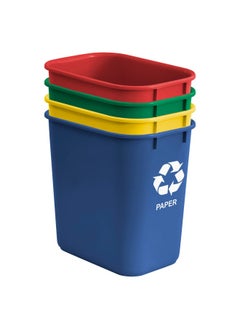 Acrimet Wastebasket Bin for Recycling 24L Made of Plastic Metal Yellow Paper Blue Glass Green Plastic Red Set of 4  - Image 2