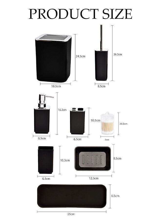 DUNISO 8 Pieces Bathroom Accessories Set with Tray,Luxury Plastic Bath Set Including Soap Dish,Toothbrush cup, Toothbrush Holder, Soap Dispenser, Toilet Brush with Holder, Garbage Bin (White) - Image 2