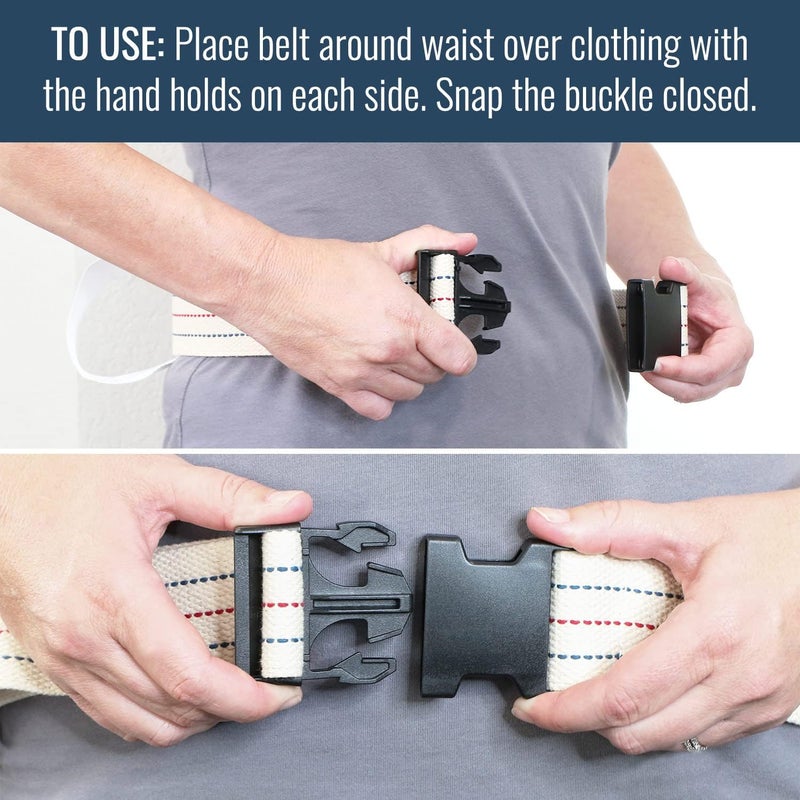 DMI Cotton Physical Therapy Gait Belt Transfer Belt with Handles, Adjustable 50 Inches - Image 4