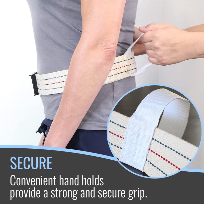 DMI Cotton Physical Therapy Gait Belt Transfer Belt with Handles, Adjustable 50 Inches - Image 3