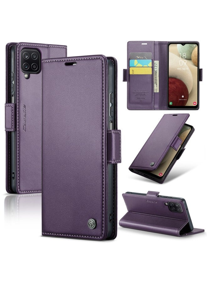 Phone Case Compatible for SAMSUNG Galaxy A12 / M12,  Protector Scratch Resistant Leather Kickstand Card Slots Money Pocket - Image 1