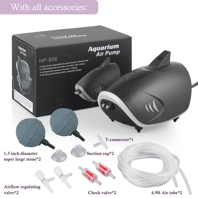 HITOP 6W Silent Aquarium Air Pump - 160GPH Large Air Volume Fish Aerator, Adjustable Oxygen Pump for Fish Tank up to 300 Gallon - Image 5