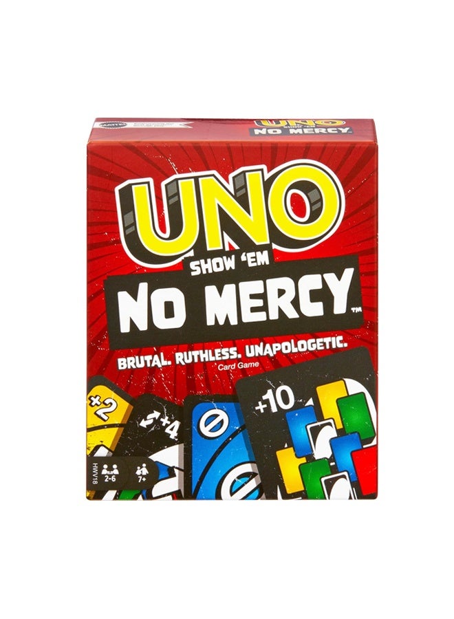 Mattel Games UNO Show No Mercy Card Game - Competitive Party Edition for Kids, Adults & Families - 2-10 Players, Ages 7+ with 112 Cards for Game Nights, Parties & On-The-Go Fun - Image 1