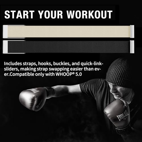 Fitcent Adjustable SuperKnit Bicep band Compatible with WHOOP 5.0 WHOOP One+Peak/MG LIFE, Soft Nylon Bicep Bands with Stainless Steel U Shape for WHOOP LIFE ECG Whoop 5.0 bands (Black, One+Peak) - Image 4