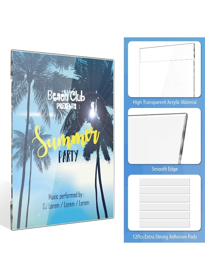 Slasa SLASA A4 Acrylic Poster Holder – Pack of 6 Self-Adhesive Transparent Wall Sign Holders for Restaurant, Office, Store (30 x 21 cm) - Image 3