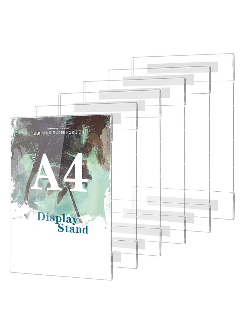 Slasa SLASA A4 Acrylic Poster Holder – Pack of 6 Self-Adhesive Transparent Wall Sign Holders for Restaurant, Office, Store (30 x 21 cm) - Image 1