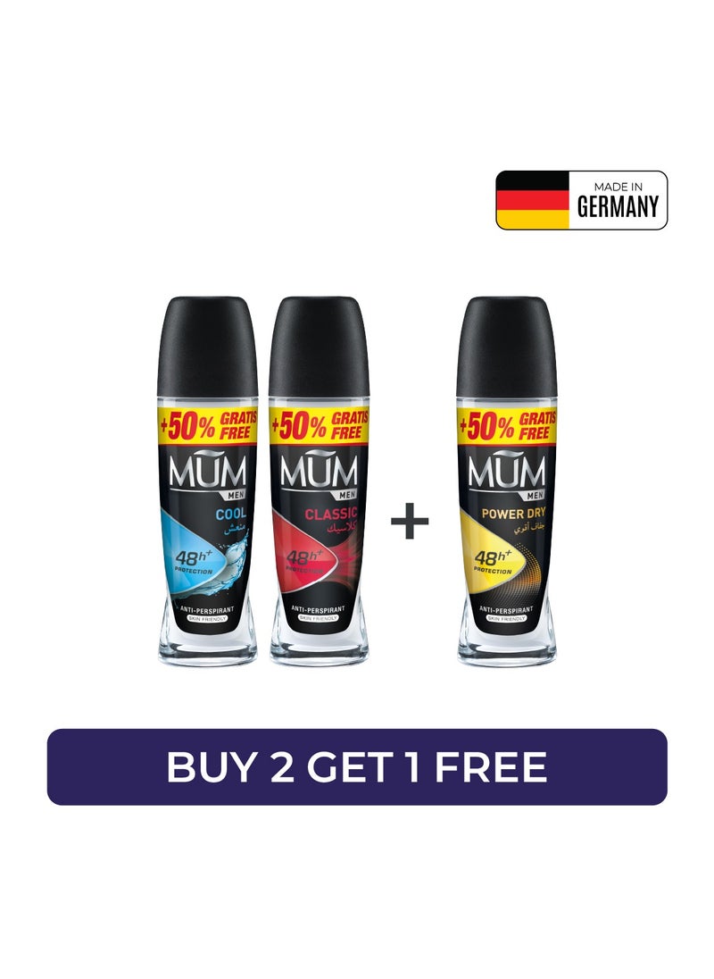 MUM - Deodorant Roll-On Cool Classic & Power, Pack of 3, 75ml Each - Image 1