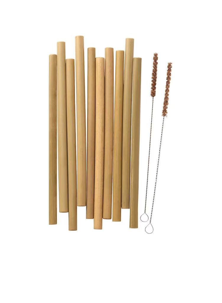 Drinking straws/cleaning brushes, bamboo/palm - Image 1