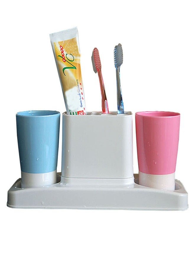Eslite Bathroom Toothbrush Toothpaste Stand Organizer Plastic Storage Rack Set - Image 1