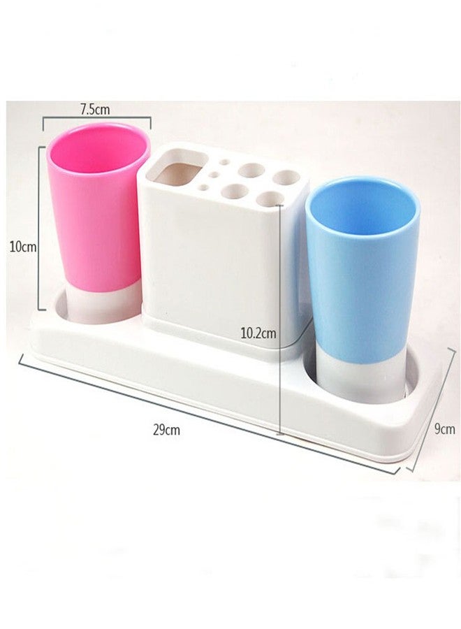 Eslite Bathroom Toothbrush Toothpaste Stand Organizer Plastic Storage Rack Set - Image 2