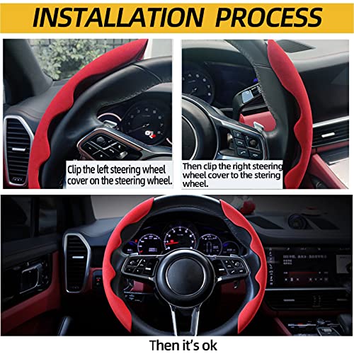 Mtverver New Fluffy Anti-Skid Steering Wheel Cover Segmented Protector Safe and Non Slip Car Accessory and Durable Easy to Install for Steering Wheels of Universal Fit 99% Car (Suede Material Black) - Image 4