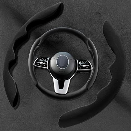 Mtverver New Fluffy Anti-Skid Steering Wheel Cover Segmented Protector Safe and Non Slip Car Accessory and Durable Easy to Install for Steering Wheels of Universal Fit 99% Car (Suede Material Black) - Image 3
