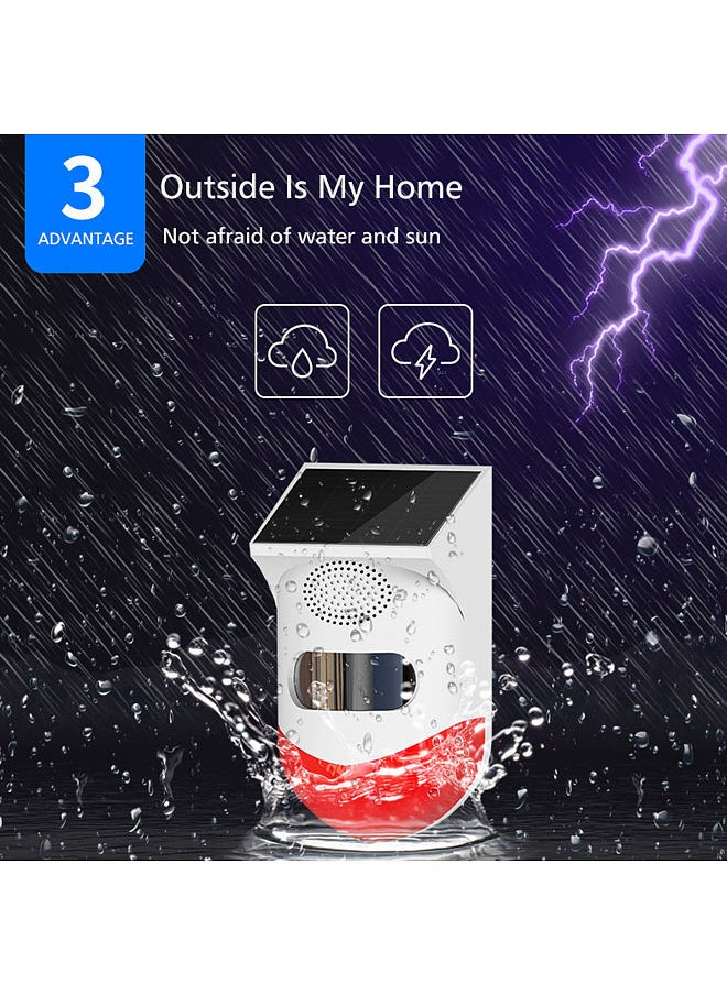 Generic - Solar Powered Wireless Independent Infrared Motion Sensor Detector Strobe Siren 120dB Alarm Waterproof PIR Sensor - Image 1