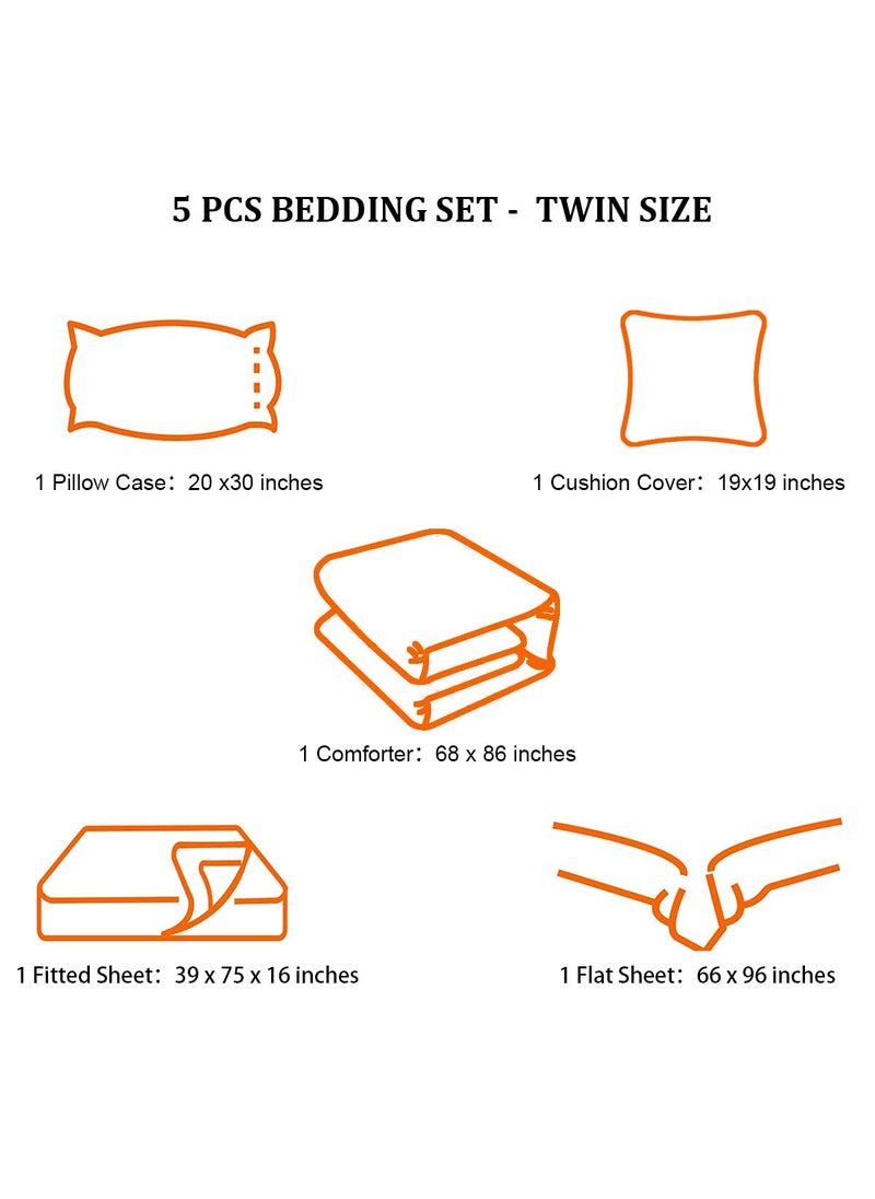 lris Bedding 5 Pieces Bed in a Bag for Gaming Bedding Set Boys Gamer Comforter Set with Flat Sheet Fitted Sheet Pillowcases Cushion Cover Game Console Pattern Bed Set for Kids Boys Room Decor  - Image 5