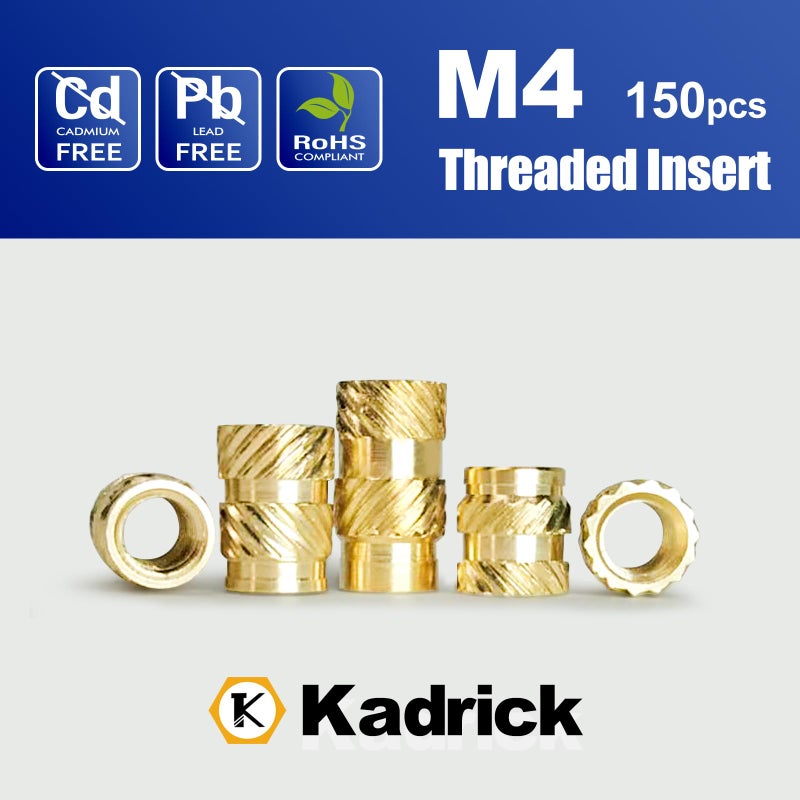 Kadrick 150 Pcs M4 Threaded Inserts For Plastic With Heat Set Tip M4*(6Mm-10Mm Hight)*5.5Mm Heat Set Inserts Kit Brass Inserts For 3D Pringting - Image 2