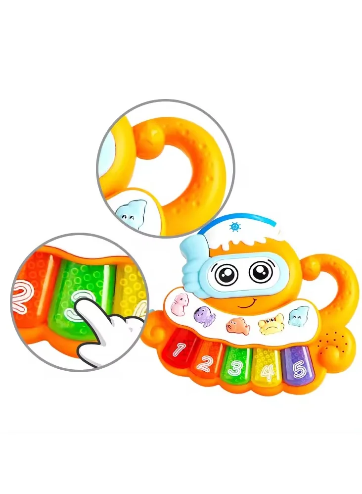 TOOLY Octopus Musical Piano Toy for Kids with Lights and Sea Animal Sounds (Size: 16 x 3 x 14 cm)