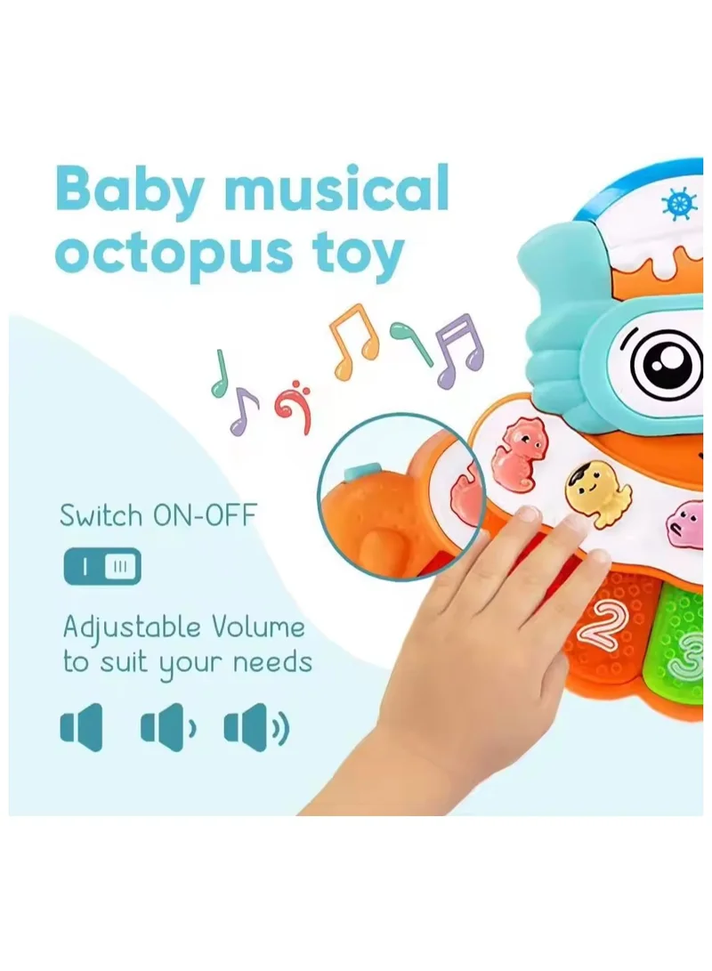 TOOLY Octopus Musical Piano Toy for Kids with Lights and Sea Animal Sounds (Size: 16 x 3 x 14 cm)