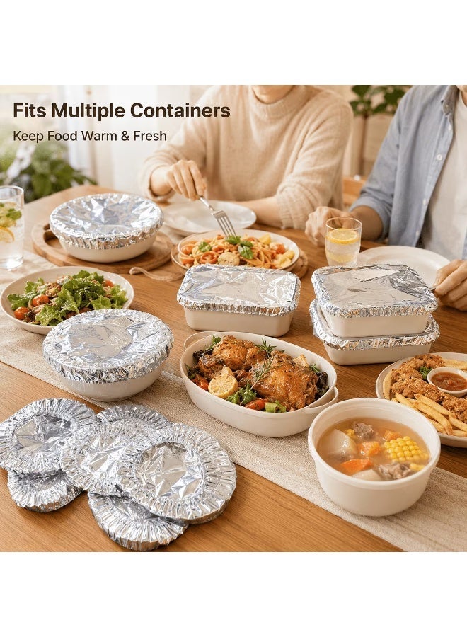 100 Pack Stretchable Silver Food Covers (20–24 cm) – Reusable Elastic Plate & Bowl Lids, Heat Retention, Leak-Proof, Microwave Safe - Image 3