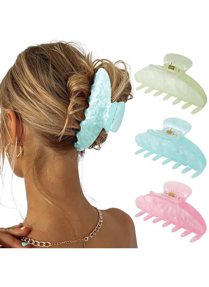 HAIMEIKANG HAIMEIKANG 3 Pcs Hair Claw Clips for Women, 4 Inch Large Marble Claw Clips for Thick Thin Hair, Non-slip Strong Hold Jaw Clips Fashion Hair Accessories for Women Girls 