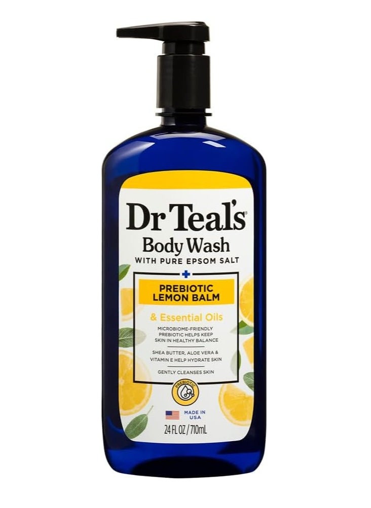 Dr. Teals Pure Epsom Body Salt Body Wash Prebiotic Lemon Balm Essential Oil 710ml 