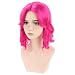 BERON Pink Womens Wig Short Curly Wavy Bob Hair Wig for Girls Middle Part Hot Pink Heat Resistant Synthetic Wigs for Party Cosplay or Daily Use Wig - Image 2