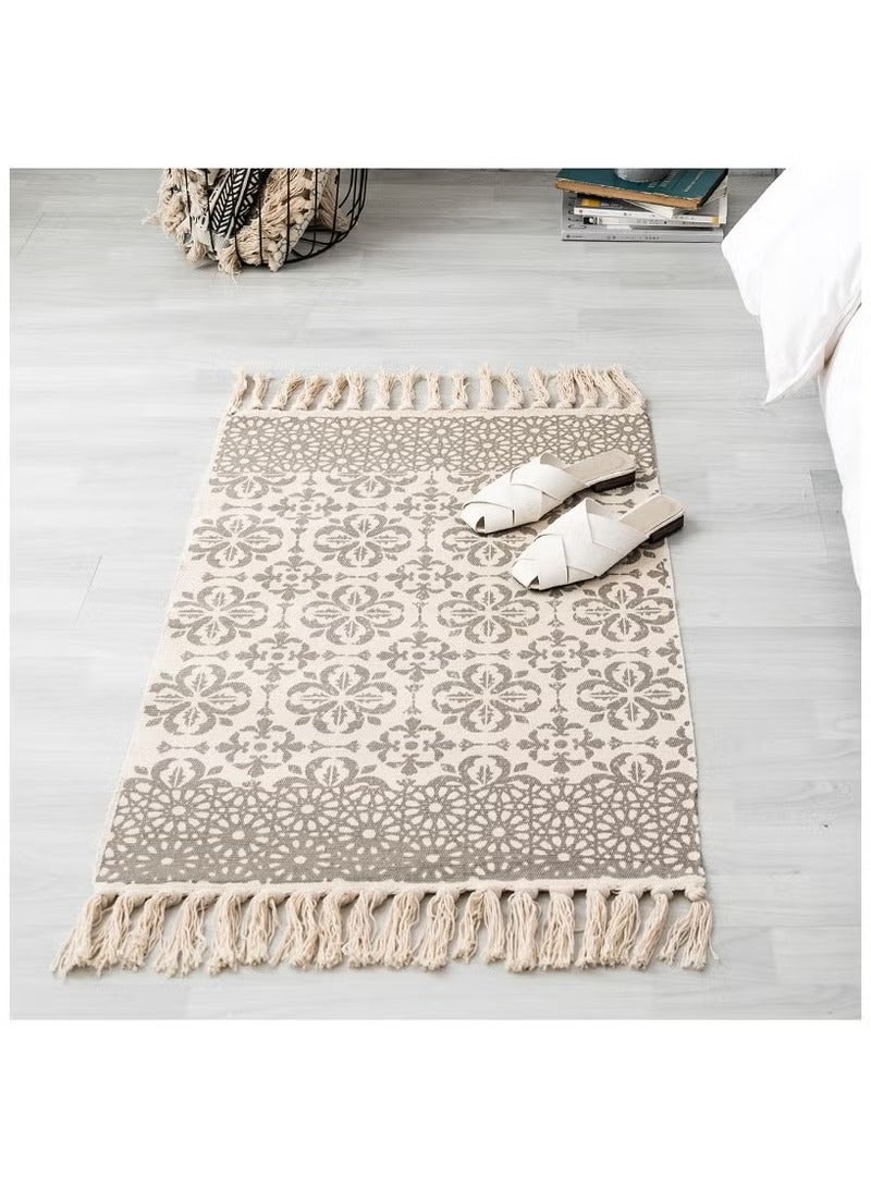 NiceArt Hand Woven Rectangle Shaped Soft Rug Vintage Bedside Carpet Washable Floor Rug with Non-slip Back for Kitchen Bathroom Dining Room - Image 1