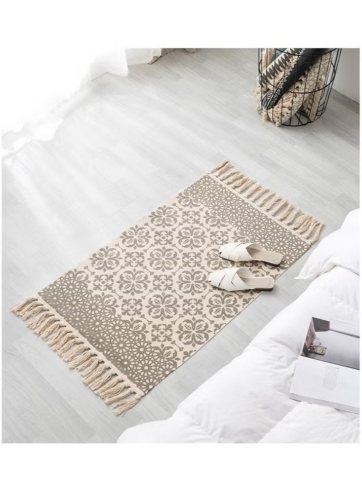 NiceArt Hand Woven Rectangle Shaped Soft Rug Vintage Bedside Carpet Washable Floor Rug with Non-slip Back for Kitchen Bathroom Dining Room - Image 3