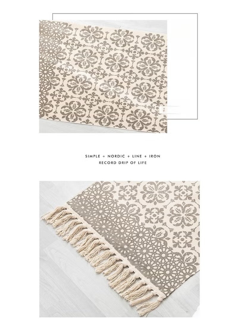 NiceArt Hand Woven Rectangle Shaped Soft Rug Vintage Bedside Carpet Washable Floor Rug with Non-slip Back for Kitchen Bathroom Dining Room - Image 2