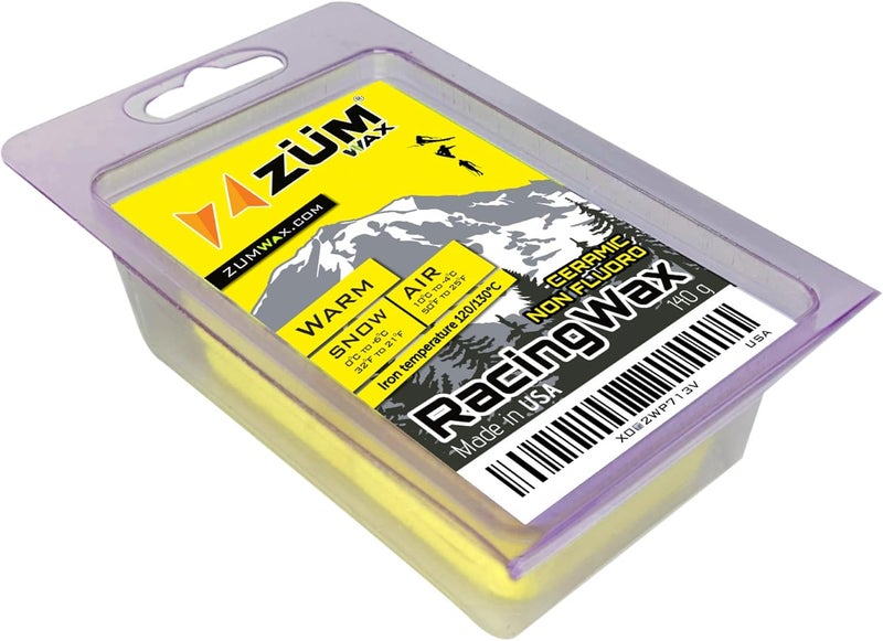 ZÜMWAX ZUMWax Iron-On Ski/Snowboard/Nordic CERAMIC Wax, 140g, WARM Temp, durable, PFAS-free. Made with eco-friendly ceramic and silicon dioxide for extreme speed. 100% hydrocarbon, NO FLUORO, Made in the USA - Image 1