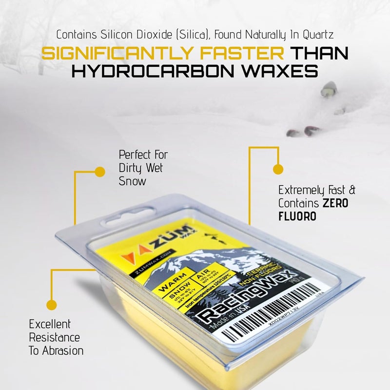 ZÜMWAX ZUMWax Iron-On Ski/Snowboard/Nordic CERAMIC Wax, 140g, WARM Temp, durable, PFAS-free. Made with eco-friendly ceramic and silicon dioxide for extreme speed. 100% hydrocarbon, NO FLUORO, Made in the USA - Image 3