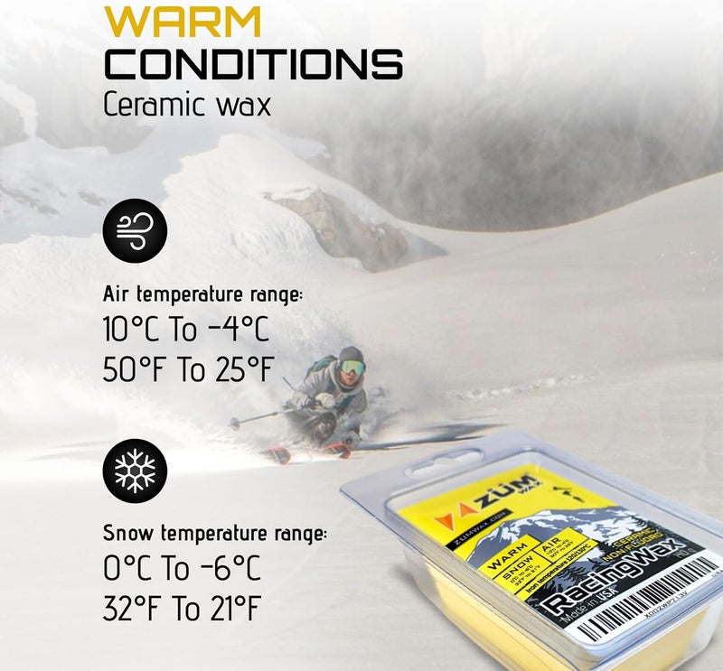 ZÜMWAX ZUMWax Iron-On Ski/Snowboard/Nordic CERAMIC Wax, 140g, WARM Temp, durable, PFAS-free. Made with eco-friendly ceramic and silicon dioxide for extreme speed. 100% hydrocarbon, NO FLUORO, Made in the USA - Image 4