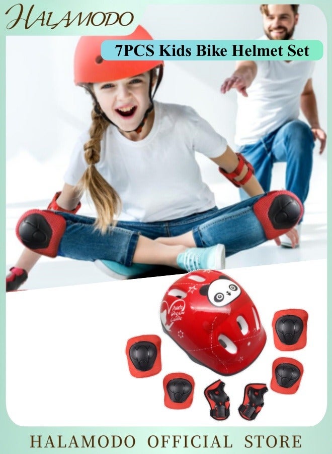 HALAMODO Kids Adjustable Bike Helmet with Knee Pads Elbow Pads Wrist Guards Multi-Sport Cycling Riding Scooter Skating Helmet Skateboard Helmet for Ages 2-3-5-8-14 Kids Toddler Girls Boys  - Image 1