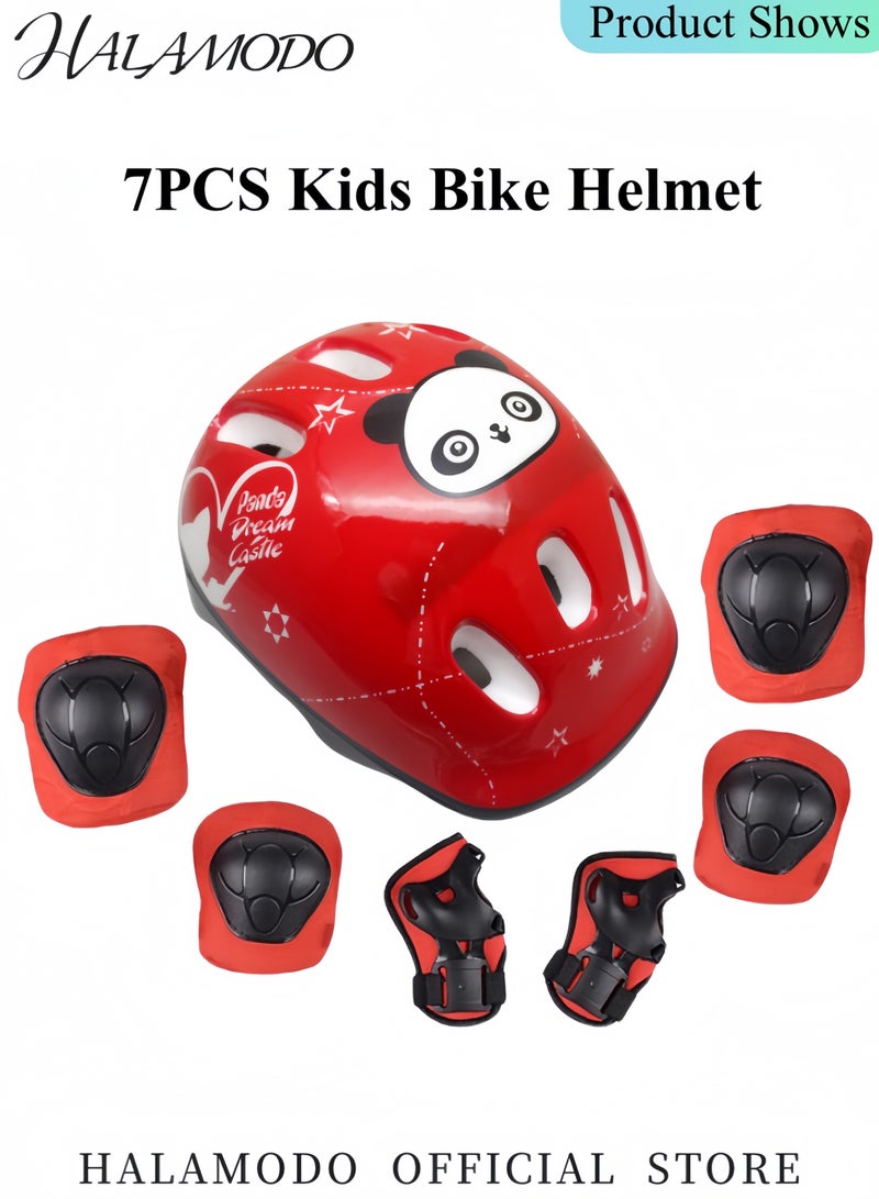 HALAMODO Kids Adjustable Bike Helmet with Knee Pads Elbow Pads Wrist Guards Multi-Sport Cycling Riding Scooter Skating Helmet Skateboard Helmet for Ages 2-3-5-8-14 Kids Toddler Girls Boys  - Image 5