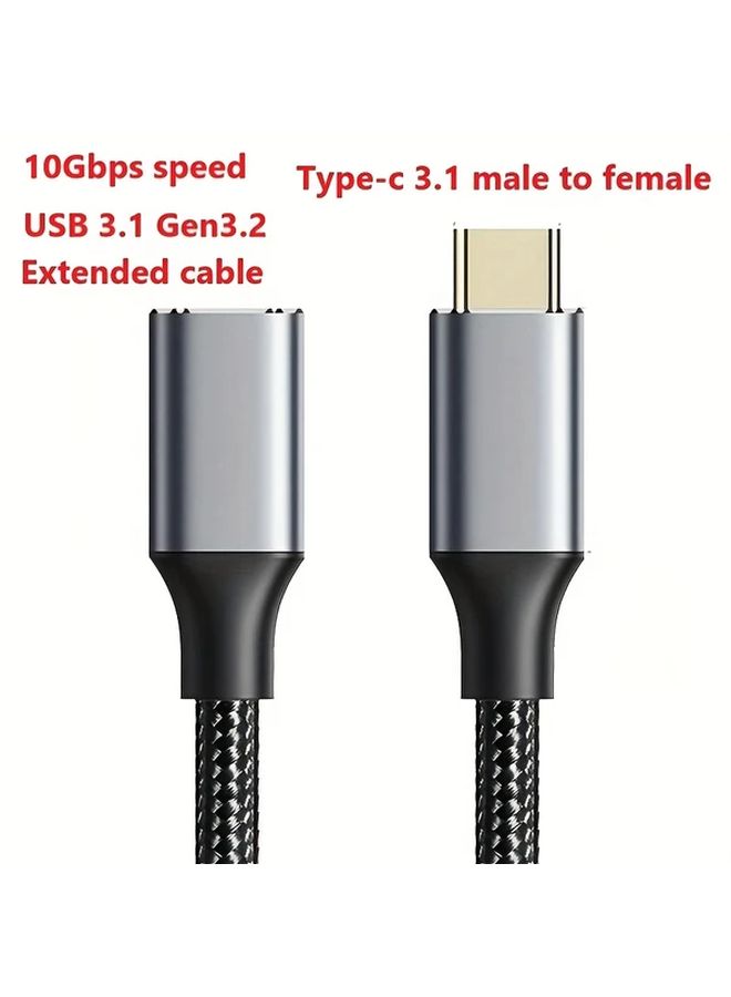 19 69 بوصة كابل تمديد USB-C 3.1 شحن سريع بقوة 100 واط بدقة 4K نقل بيانات بسرعة 10 جيجابت في الثانية مضفر من النايلون - Image 3