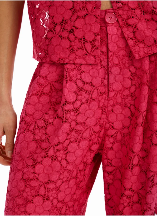 DESIGUAL Tailored Floral Lace Trousers